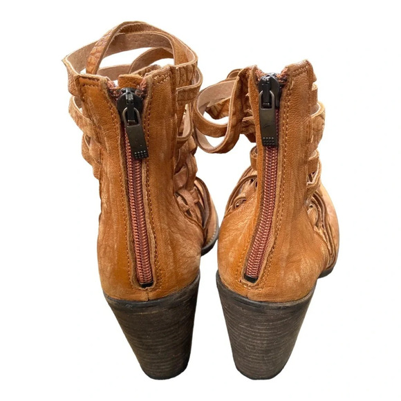 Free People leather tan heeled boot brown size 40 - Picture 5 of 7